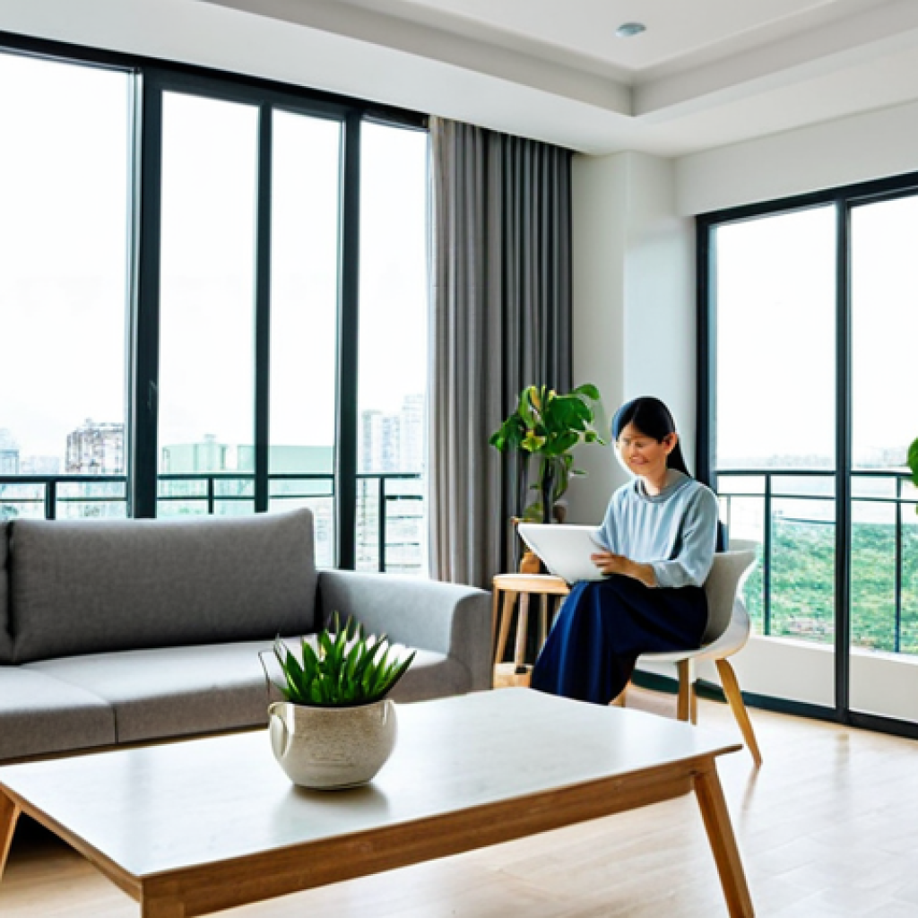 가구디자인 아르바이트 경험담 - Modern Apartment Interior**

"A brightly lit, modern apartment living room in Ho Chi Minh City. Feat...
