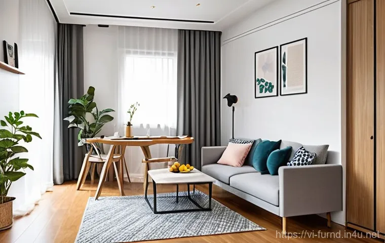 가구디자인과 홈 스타일링 팁 - **Prompt 1: Smart Living with Multifunctional Furniture**
    A brightly lit, modern apartment livin...