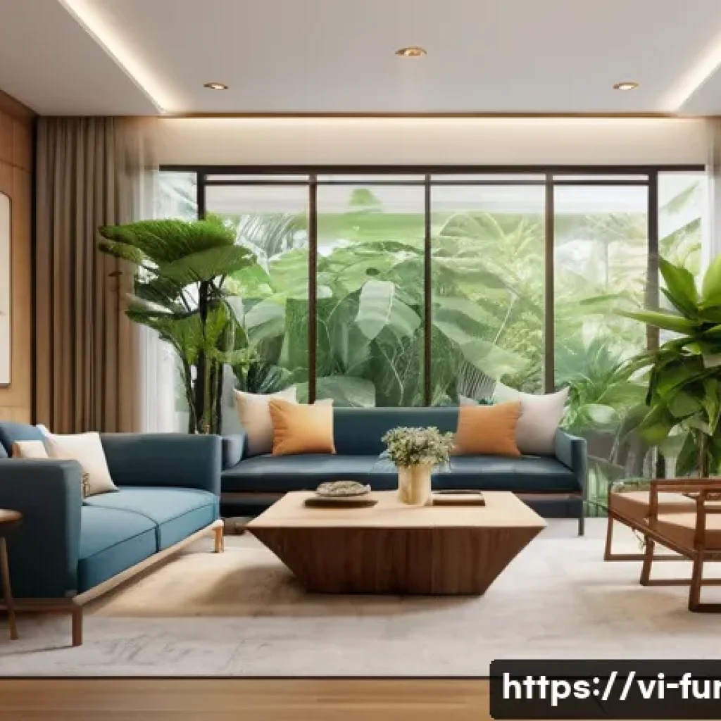 가구디자인 경력 개발 방법 - A modern Vietnamese interior design studio showcasing a warm, minimalist living room with natural wo...