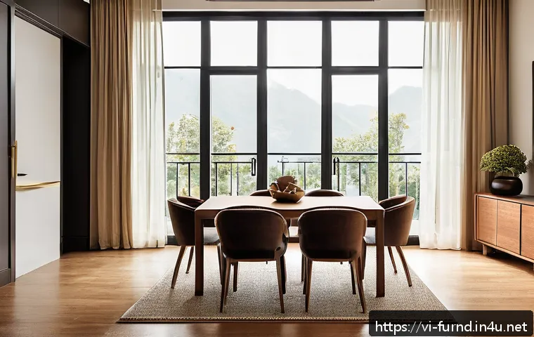 가구디자인 트렌드 분석 - A modern living room interior featuring natural walnut wood furniture with a warm, dark brown finish...