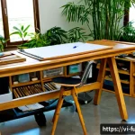 가구디자인 작업 공간 설계 팁 - Photorealistic furniture design workspace in a contemporary Ho Chi Minh City studio, wide-angle inte...